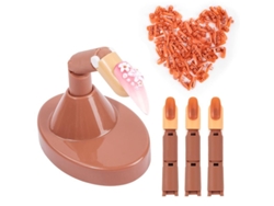 Dedo De Práctica Para Uñas Acrílicas, 3 Dedos Postizos Con Base Marrón Flexible Y Puntas De Uñas.