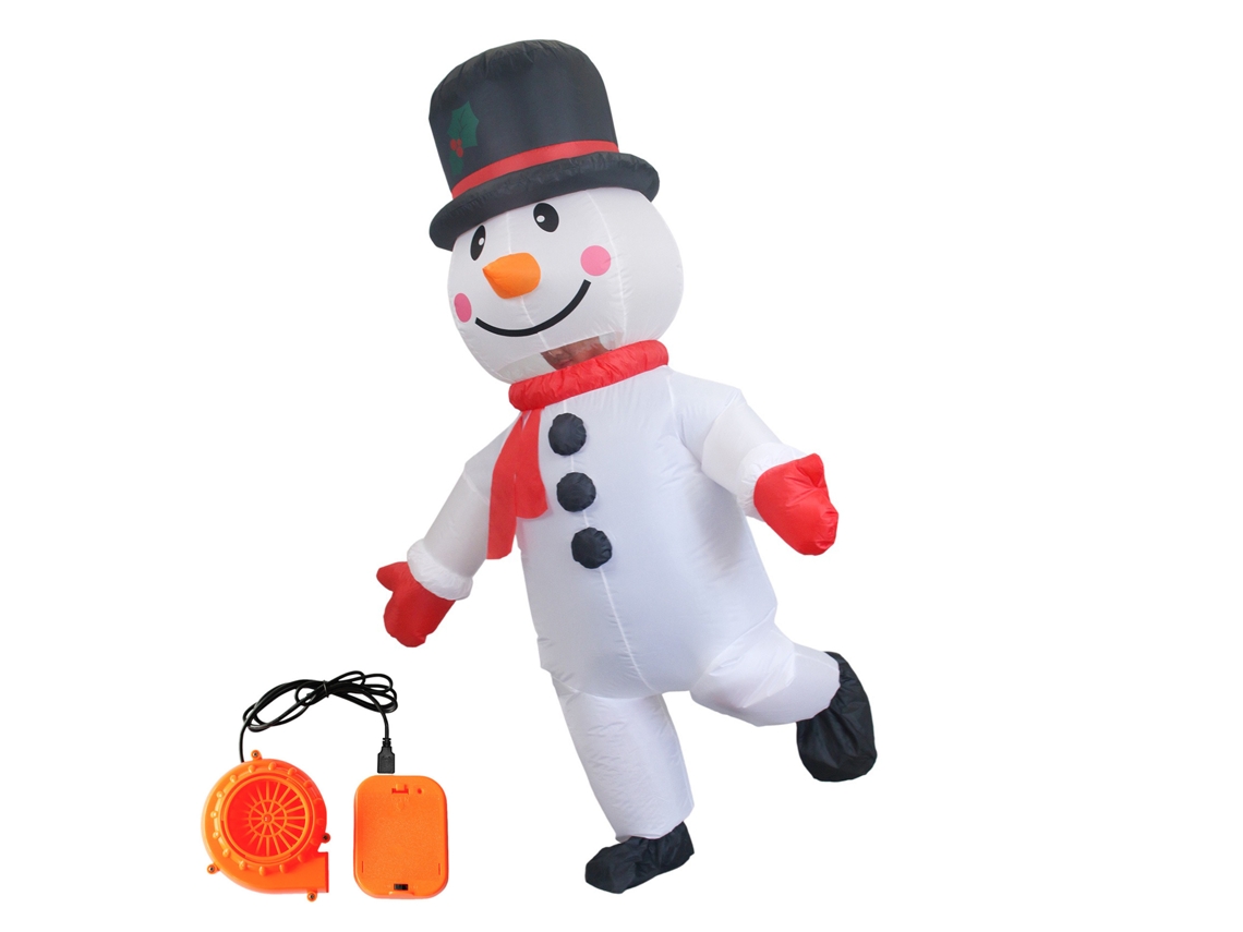 Disfraz inflable de muñeco de nieve para adultos, ideal para Navidad, con ventilador.