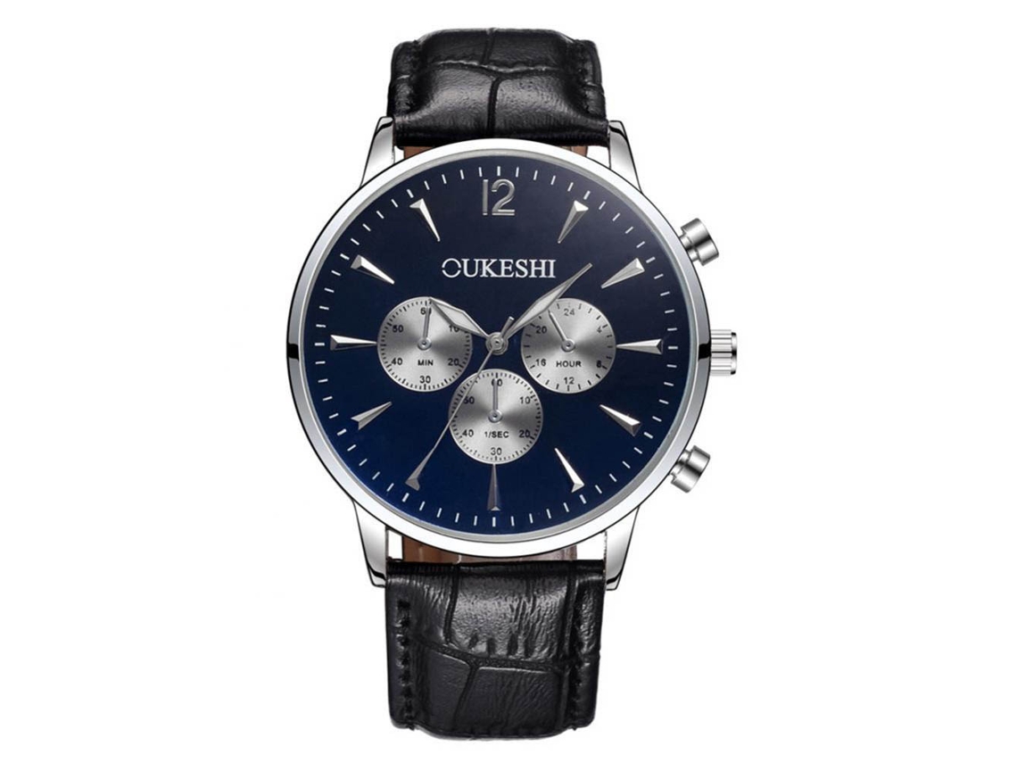 Reloj De Pulsera Analógico Para Hombre Con Correa De Pu Cuadro Redondo Movimiento De Cuarzo