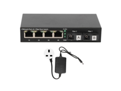 Conversor De Mídia De Fibra Switch Ethernet Gigabit 6 Portas 10/100/1000mbps 20km Rx1550nm Plug Uk