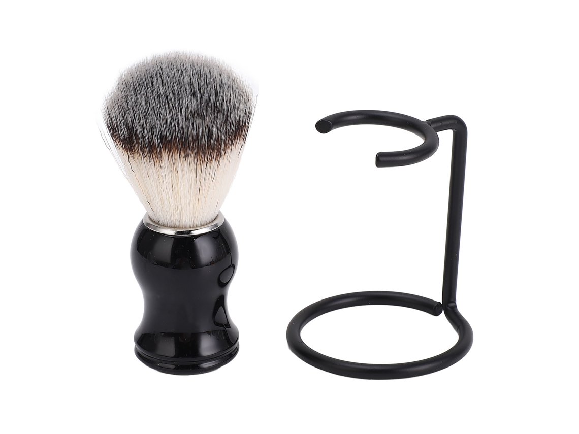 Cepillo De Afeitar Para Hombres Con Base Y Soporte, Cerdas Sintéticas Finas, Manejo Ergonómico Y Construcción Metálica