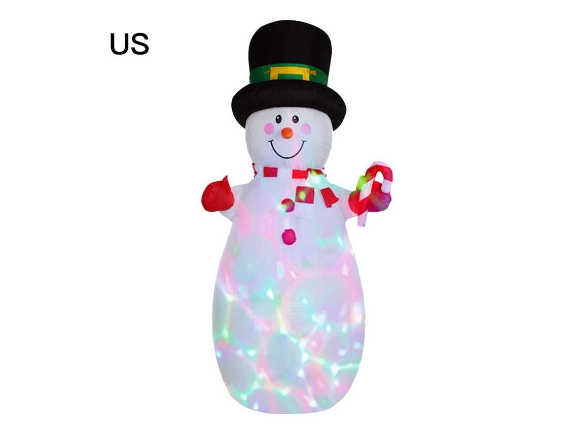 Muñeco de nieve inflable con luces giratorias de colores, 1,8 m