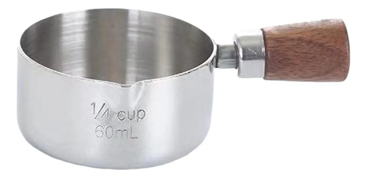 Mini olla de leche de acero inoxidable con mango de madera, 60 ml, Vayotoy