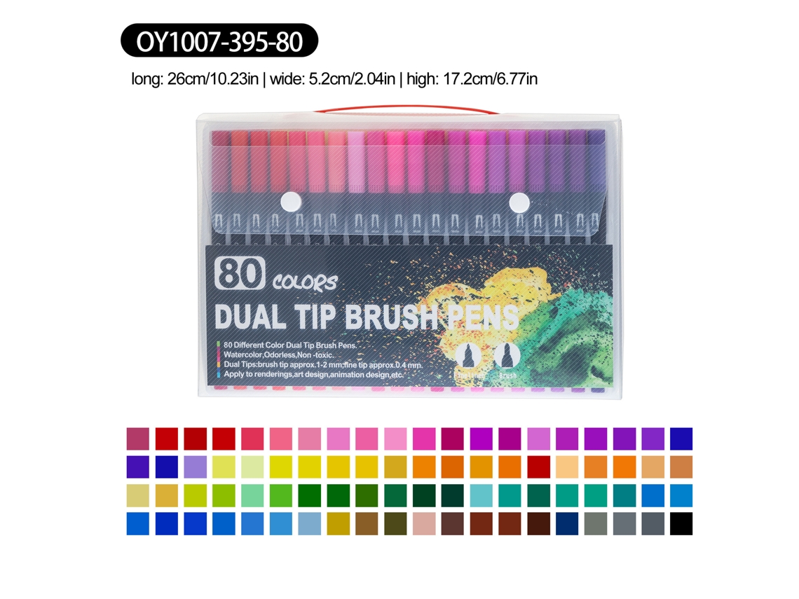 Rotulador de doble punta de 80 colores, varilla negra, estuche de PVC, juego de rotuladores de acuarela SIURN