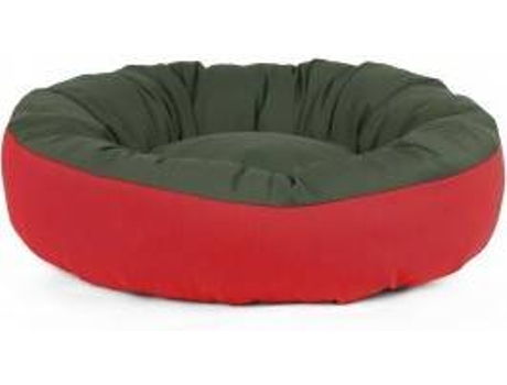 Cama Redonda para Perros y Gatos GAUTY Tela de sarga (Verde y Roja - 57 cm)