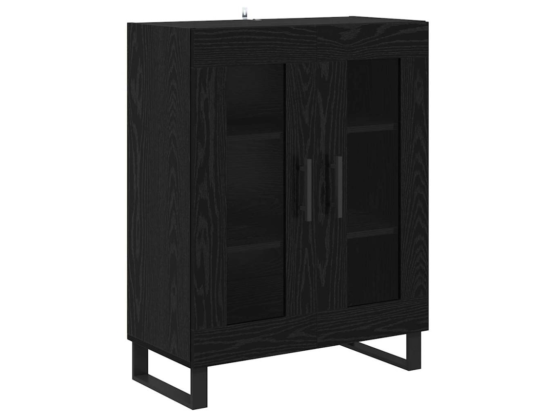 Maison Exclusive - Vitrina Roble Negro 69,5 X 34 X 90 Cm Madera Contrachapada