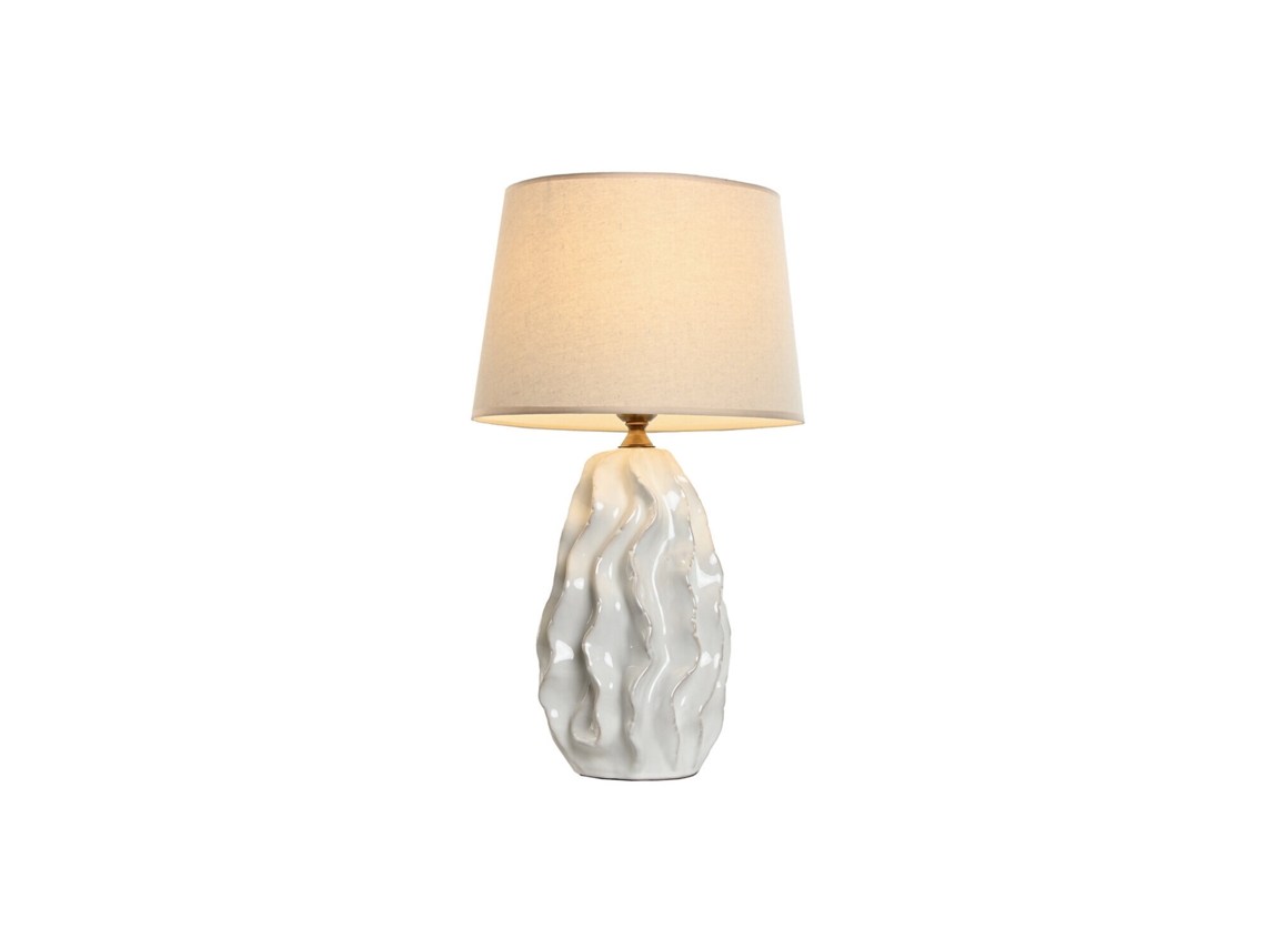Lampara Sobremesa Porcelana Ondas Blanco 36x36x62cm