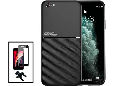 Kit Carcasa Magnética Anti Choque + Protector de Pantalla + Soporte Magnético iPhone SE 2022 G4M Negro