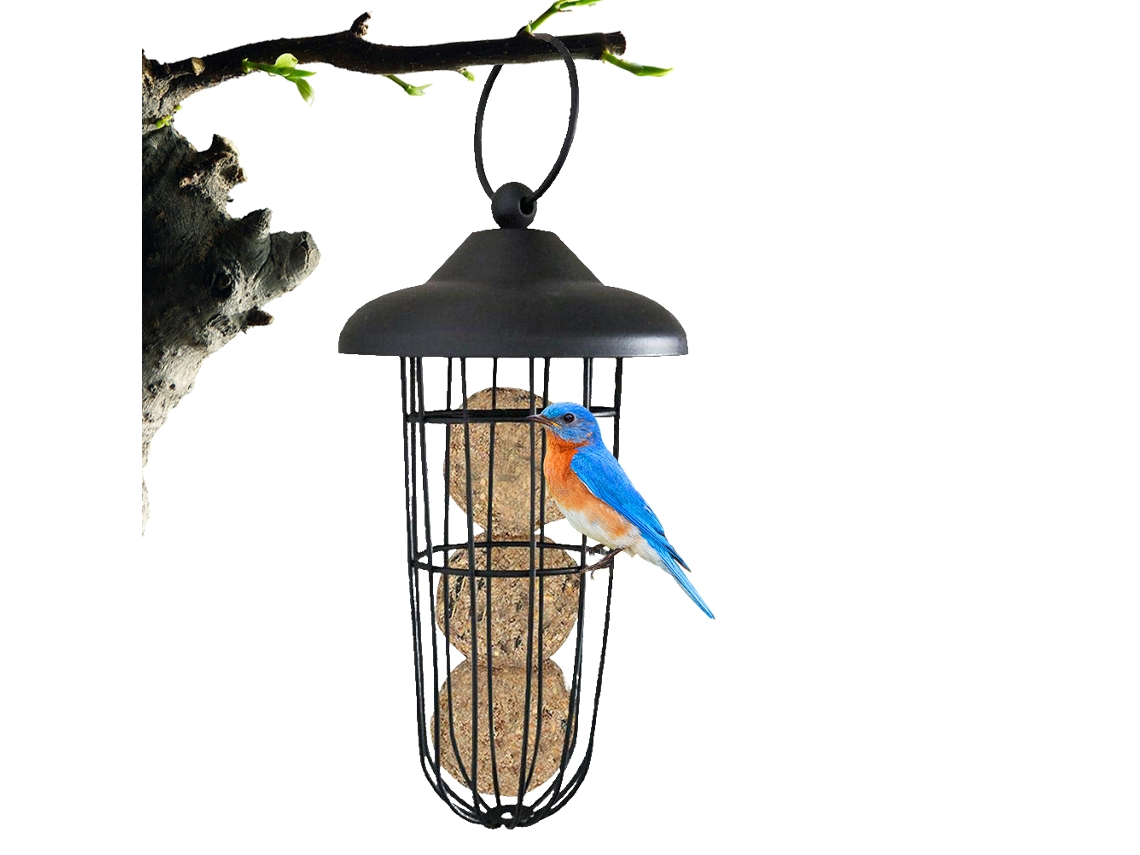 Parada de pájaros para exteriores suspendida en metal con bolas de grasa
