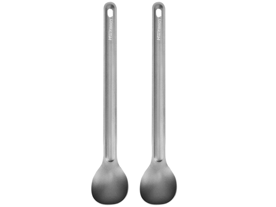 2 Cucharas Largas De Titanio Ligeras Para Acampar, Hacer Senderismo, Picnics Y Actividades Al Aire Libre.