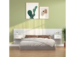 Cabecero De Cama Con Mesitas Madera Contrachapada Blanco