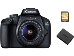 Kit Cámara Réflex CANON EOS 4000D EF-S 18-55MM F3.5-5.6 III + SD32GB + bateria LP-E10