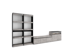 Muebles de Salón para TV 370x186x35cm Para TV hasta 65 Chimenea eléctrica Cemento
