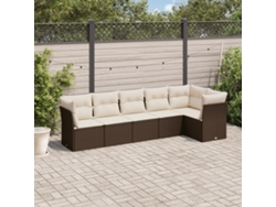 Conjunto de sofá de jardín de 6 piezas con cojines de mimbre sintético marrón de DKD Home Decor