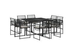 Maison Exclusive - Set De Comedor De Jardín 9 Pzas Y Cojines Ratán Sintético Negro
