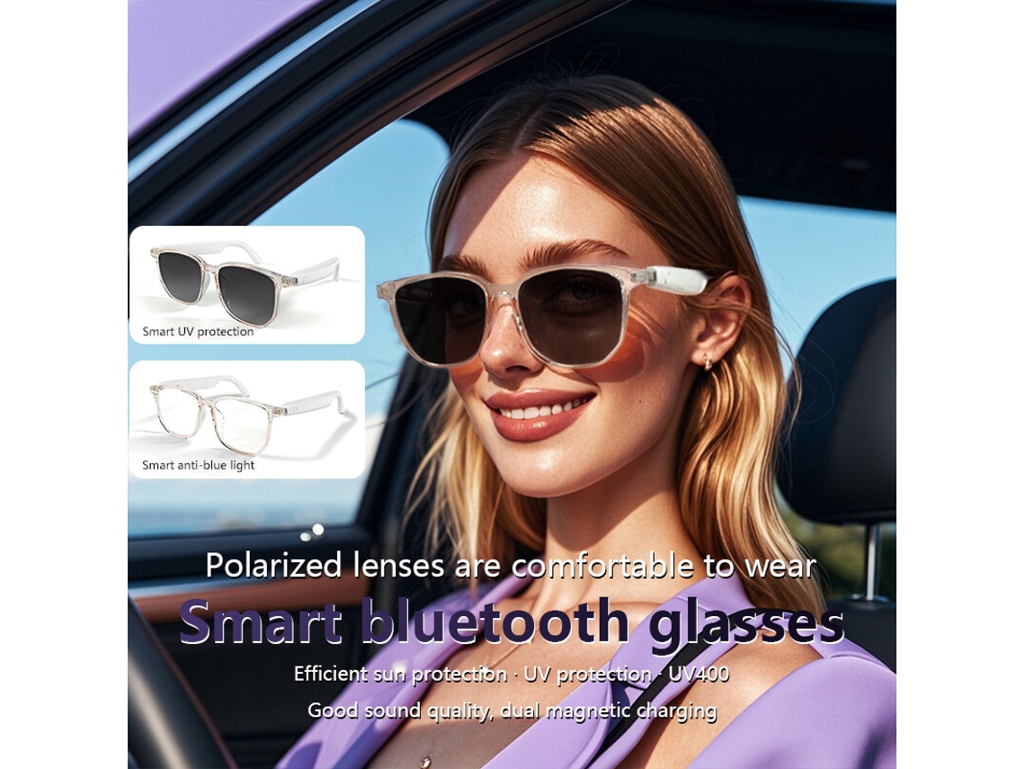 Gafas de sol inteligentes Senbono GS03 con degradado gris, Bluetooth 5.4, polarizadas, protección UV400 y luz azul Mdug