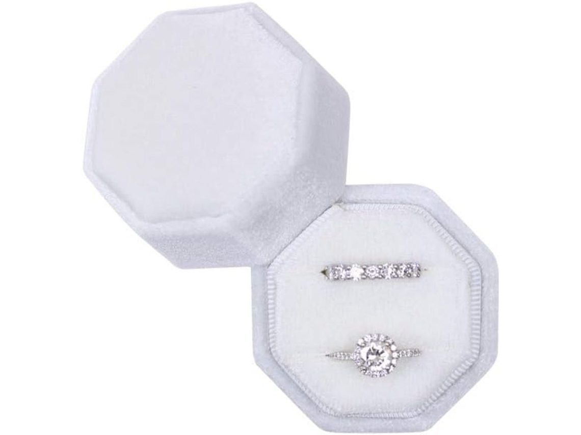 Caja De Anillos De Terciopelo Octagonal Para Boda Compromiso Fotos Almacenamiento Regalo Novia
