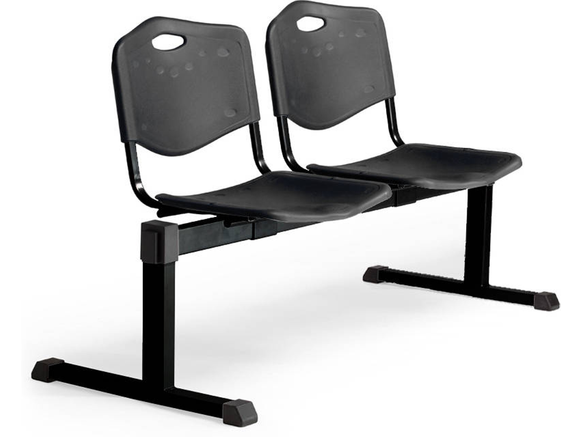 Silla para Recepción PYC Bloco 2 Sillas Cenizate Negro (Sin Brazos - PVC)