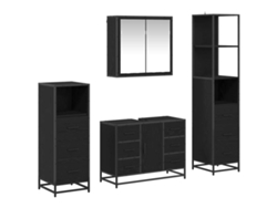 Conjunto de muebles de baño con puerta, roble negro, 4 piezas, MAISON EXCLUSIVE