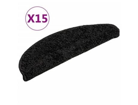 vidaXL Alfombras de peldaños de escalera 15 uds negro 56x17x3 cm