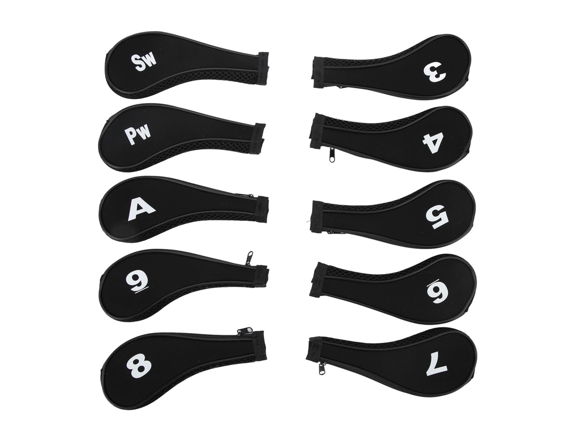 2026-10 Fundas Para Cabezas De Palos De Golf Con Cremallera Protectoras Negras Para Hierros De Golf