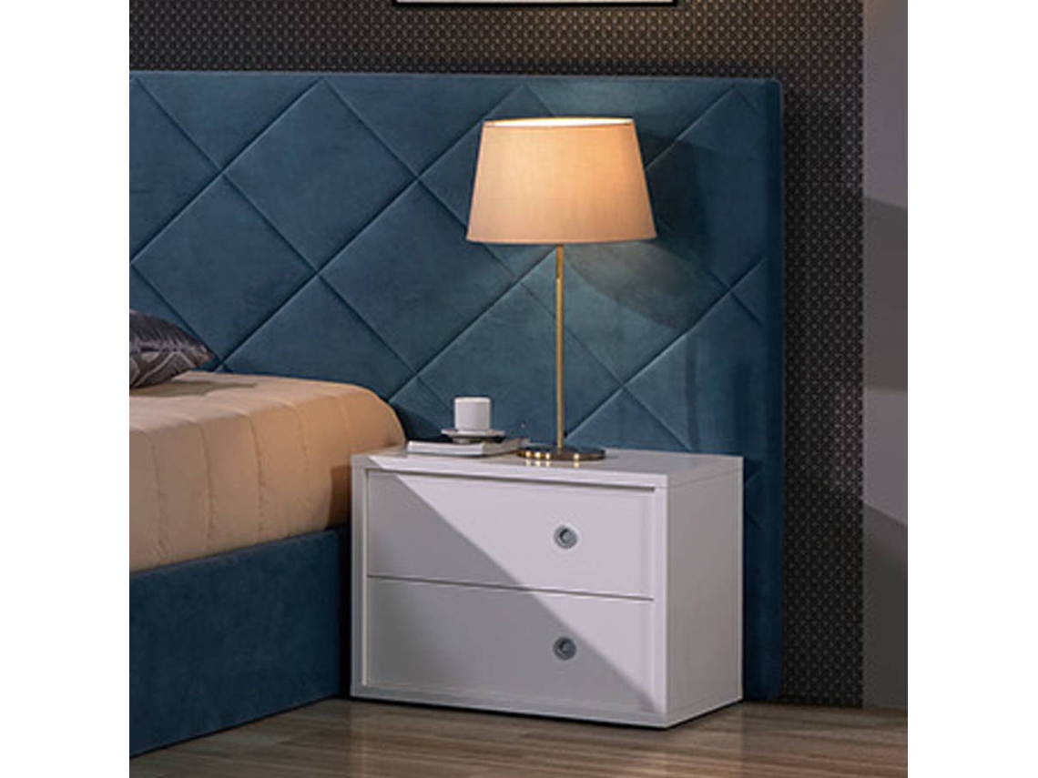 Mesita de Noche BAZAR MONDIALE Mondiale (Blanco - MDF - 60x40x45 cm)