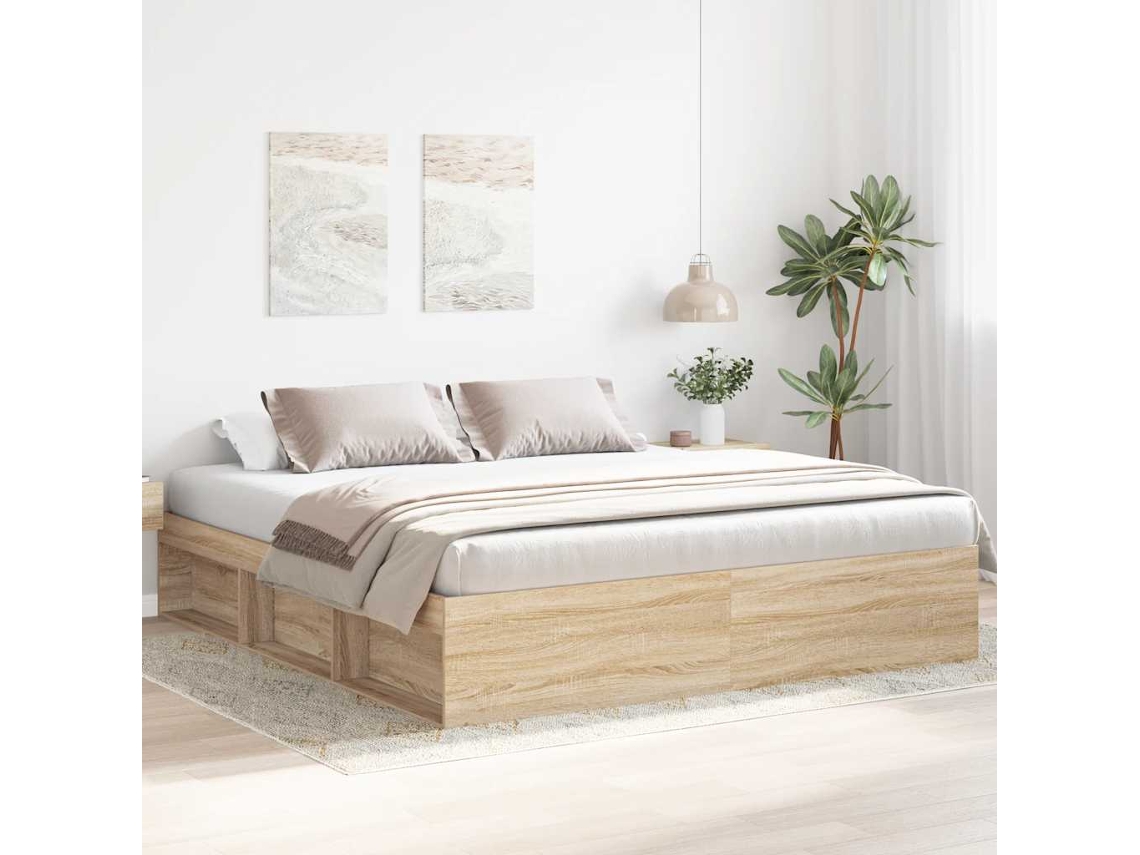Estructura De Cama Roble Sonoma 200x200 Cm