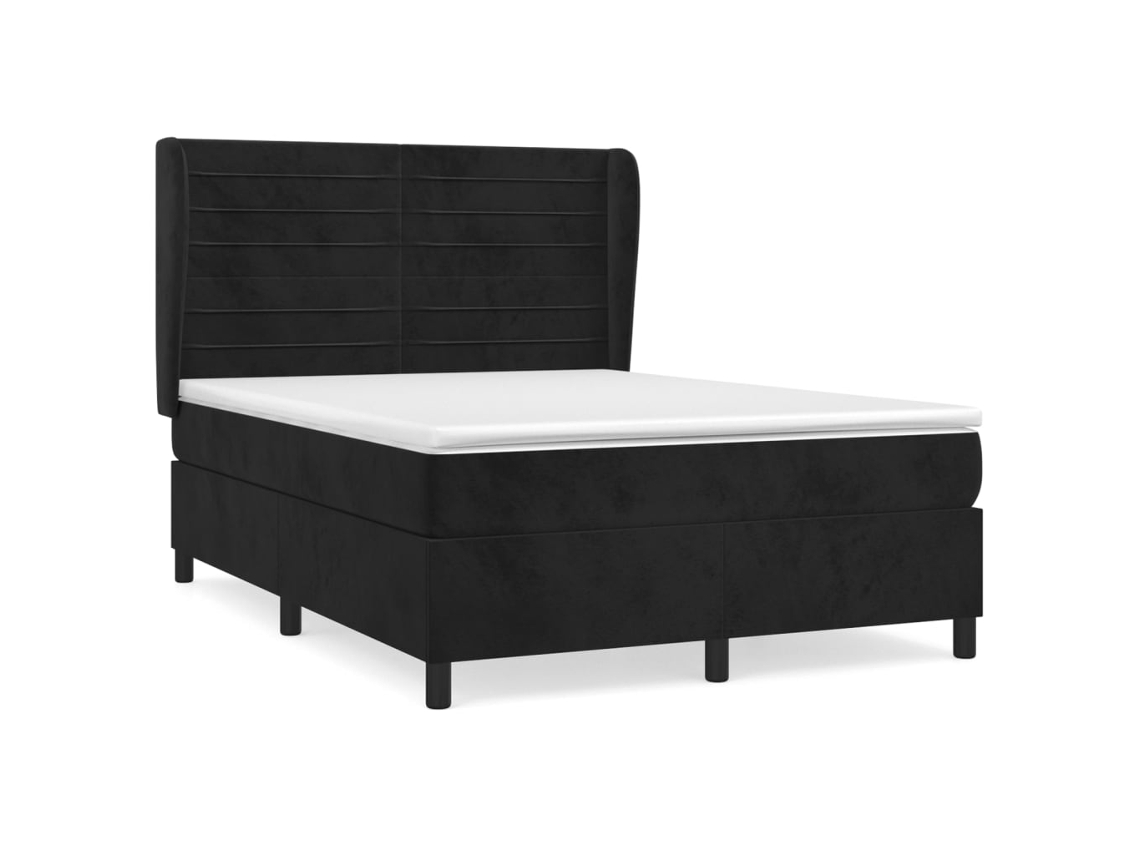 Maison Exclusive - Cama Box Spring Con Colchón Terciopelo Negro 140x200 Cm