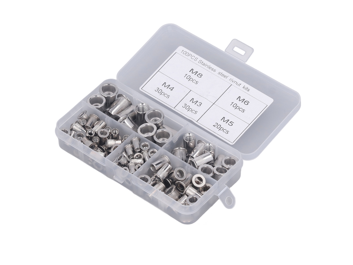 100 Piezas Tuerca Remache De Aluminio Con Cabeza Plana Redonda M3-m8 Para Vehículos Tornilladas Knurled