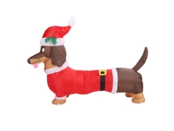 Perro salchicha inflable iluminado de 1,5 m, decoración navideña