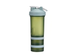 Botella deportiva de 450 ml (verde, 3 capas, antipolvo)