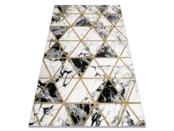 Alfombra Emerald Exclusivo 1020 Glamour, Elegante Mármol, Triangulos Negro / Oro (200 x 290 cm)