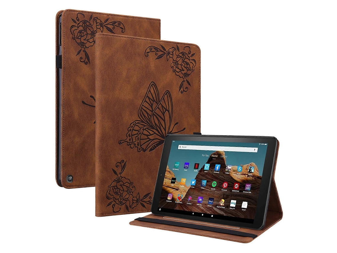 Funda de piel con tarjetero para tableta Amazon Fire HD 10, color marrón (2023)