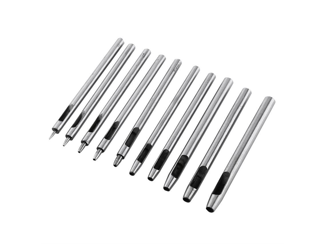 Kit De 10 Perforadoras Huecas De Acero Para Cuero, Cinturones Y Manualidades, Herramienta De 0,5 A 5 Mm.