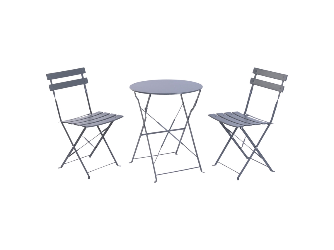 Set 3 Mesa Metal Gris 60x60x71cm