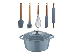 Cacerola de hierro fundido con tapa Ø25,5 cm (5 l) con 5 utensilios de silicona Noia San Ignacio