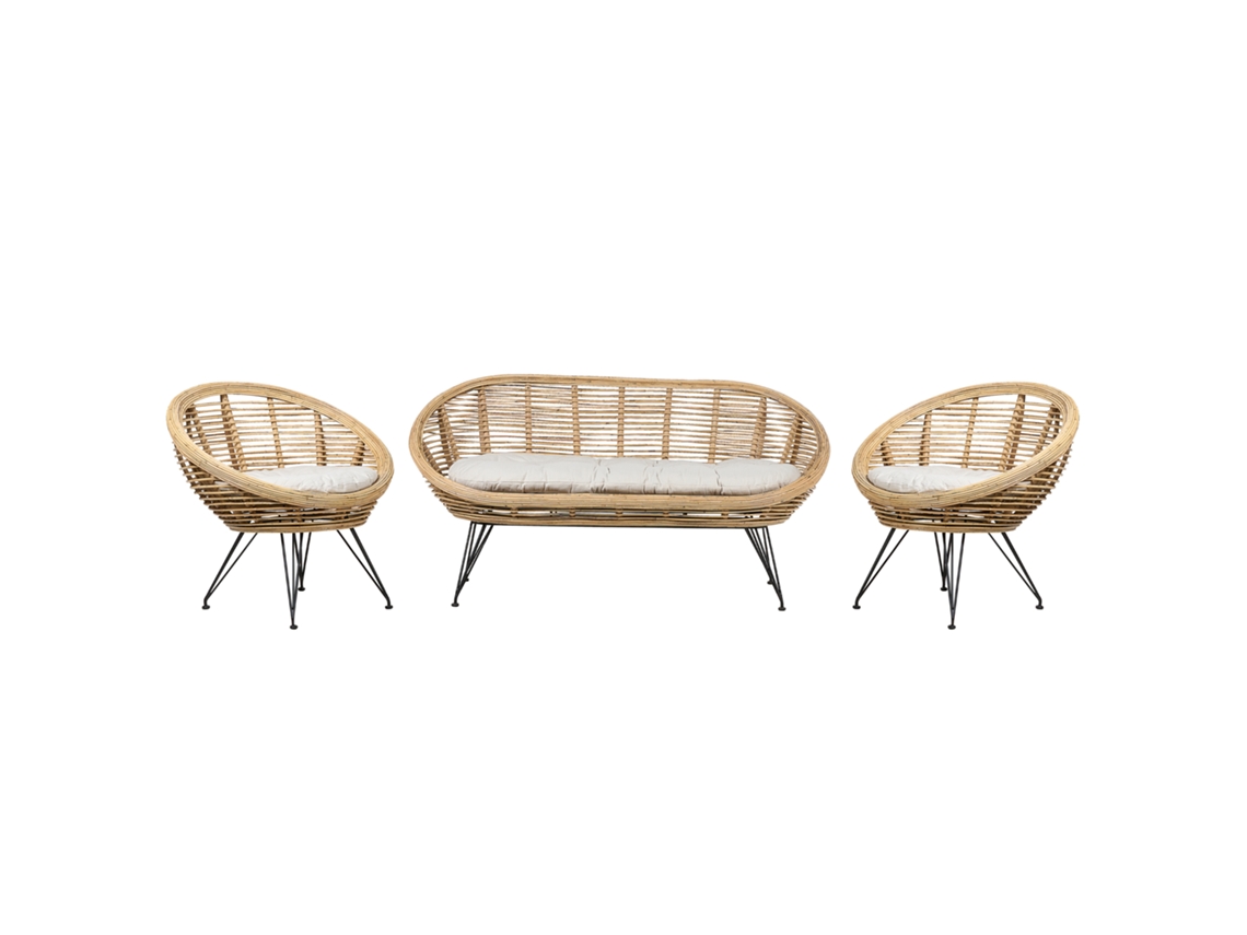Conjunto de sala de estar 4 plazas de ratán natural BELIANI Maratea
