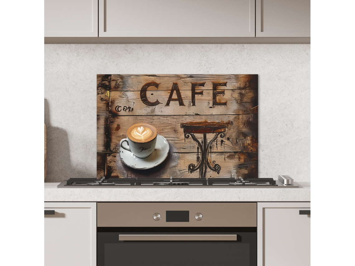 Panel Antisalpicaduras Cocina Cafetería - Madera - Café - Estanterías 60x40 Cm