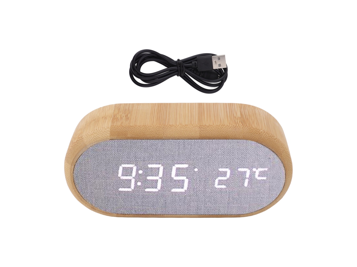 Despertador de madera (control de voz digital, LED brillante)