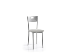 Cadeira de Cozinha Isabel em Alumínio 40x86x45cm Couro Sintético Prateado FANMUEBLES