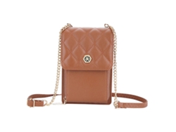 Bolso bandolera pequeño para mujer, ideal para teléfono móvil, tarjetas de crédito y otros artículos. Incluye cadena y monedero. Color marrón.