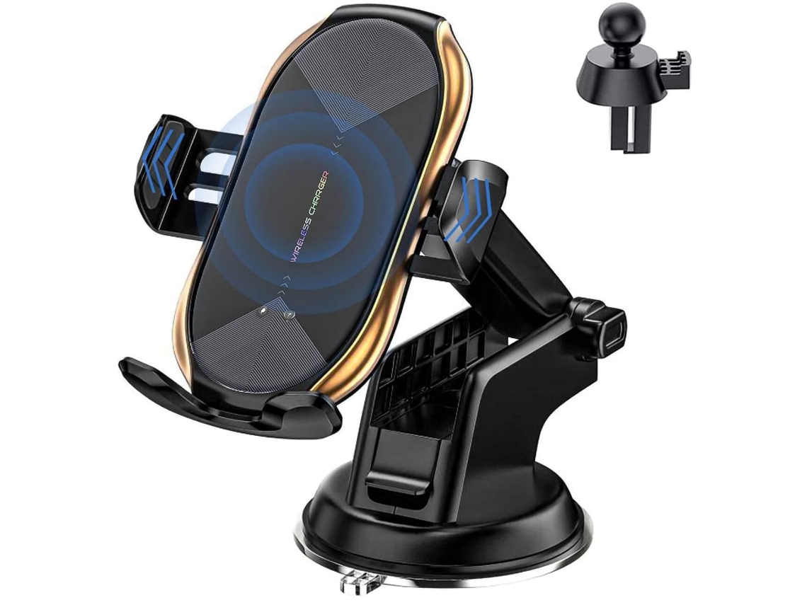 Cargador Inalambrico Auto Qi Fast Sujeción Automatica Ventilacion Yizhood Negro