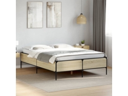 Estructura Cama Madera Ingeniería Metal Roble Sonoma 120x190 Cm