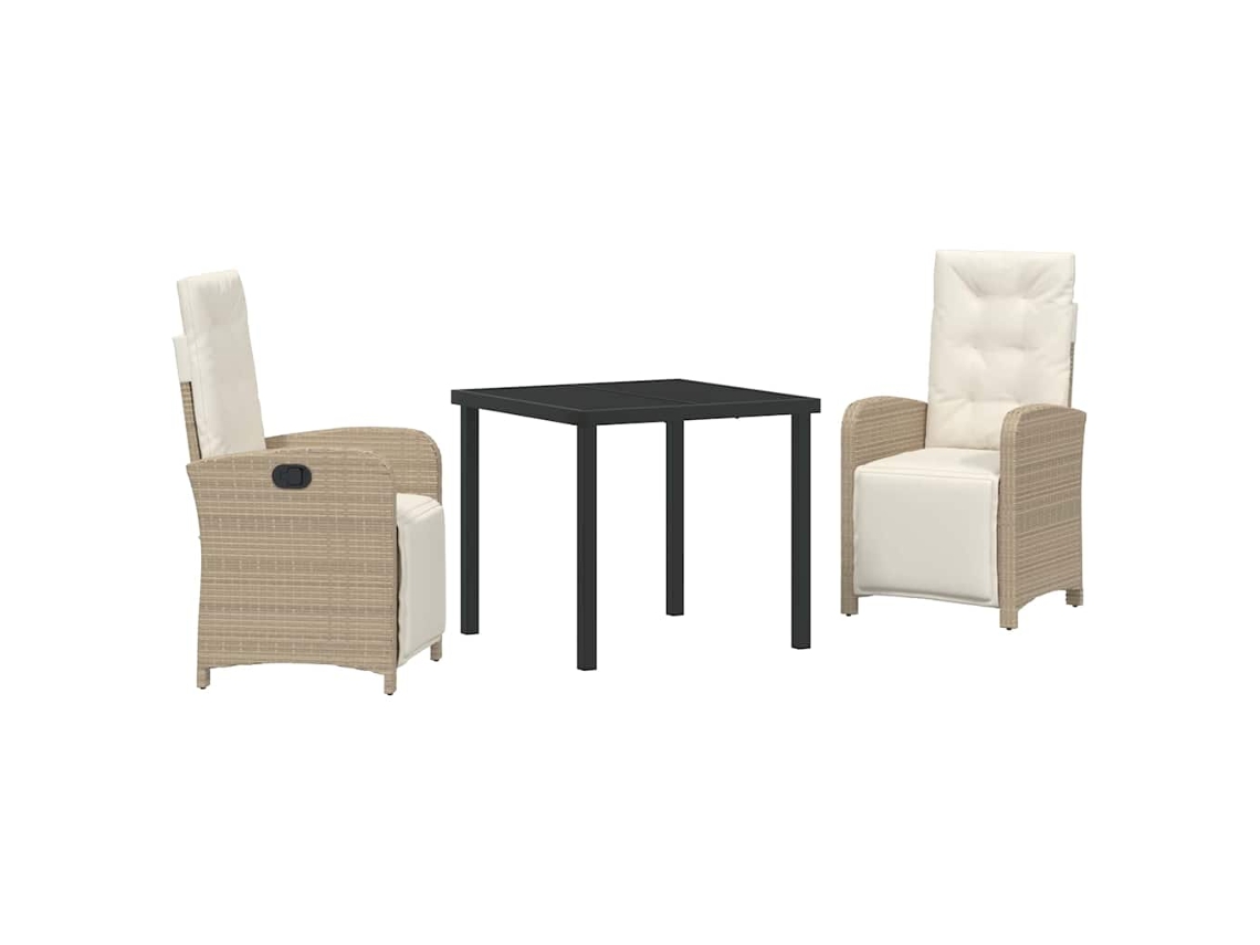 Maison Exclusive - Conjunto De Comedor De Jardín 3 Pcs Beige Ratán Sintético