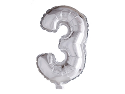 Globo WEFIESTA Foil Número 3 Plateado