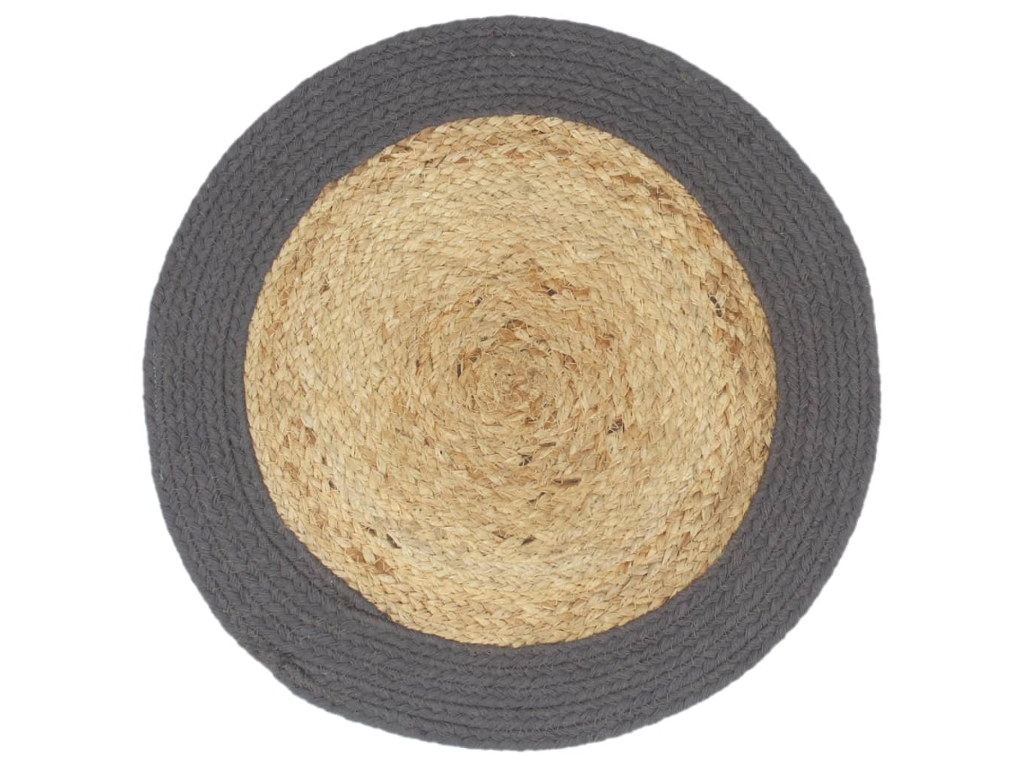 Maison Exclusive - Mantel Individual Redondo 4 Uds Yute Algodón Natural Gris 38cm