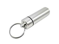 Llavero plateado con mini pastillero, impermeable y resistente a la humedad Tommy01