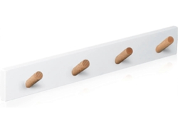 Omni-perchero De Pared De Madera - 4 Ganchos - Madera Sostenible - Diseño Elegante Para Entrada, Baño, Dormitorio (blanco)