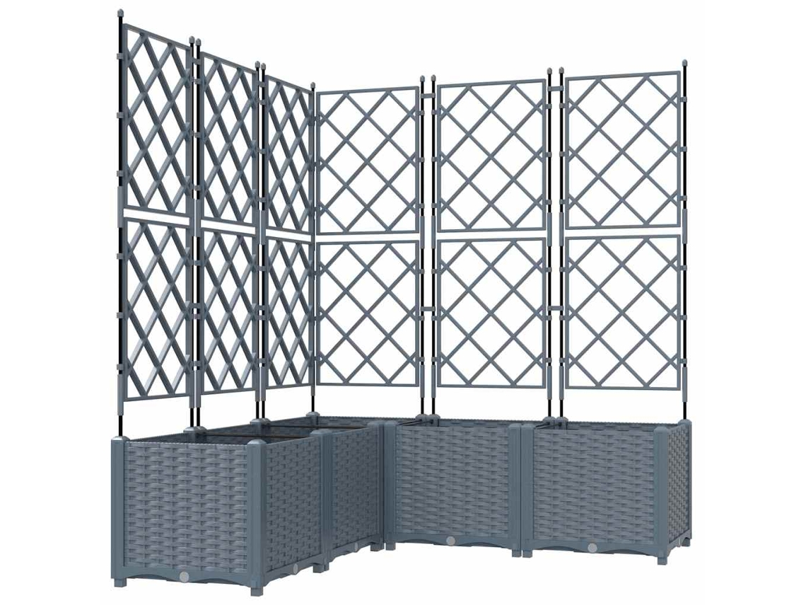 Juego de 5 macetas de jardín - Maceta gris claro de 120 x 120 x 143 cm, acero HARLANV1