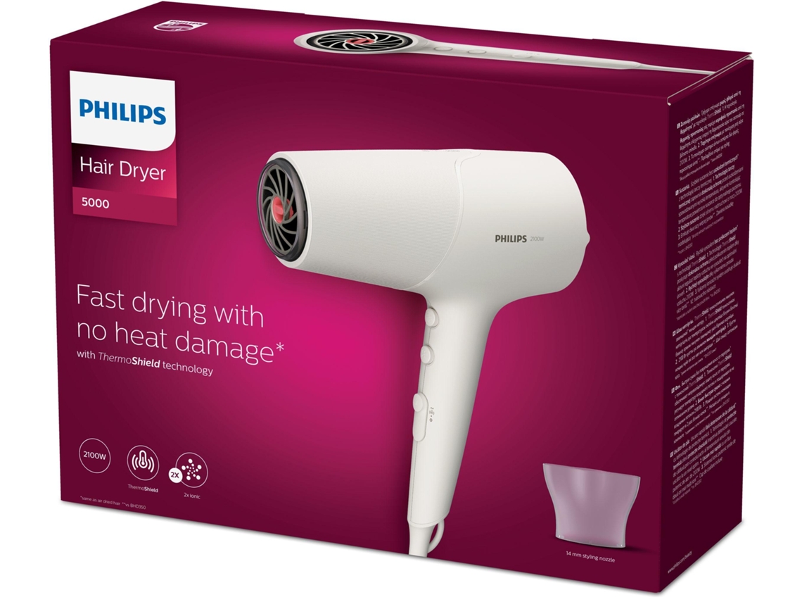 Secador de pelo Philips Serie 5000 con tecnología de protección térmica 2100W